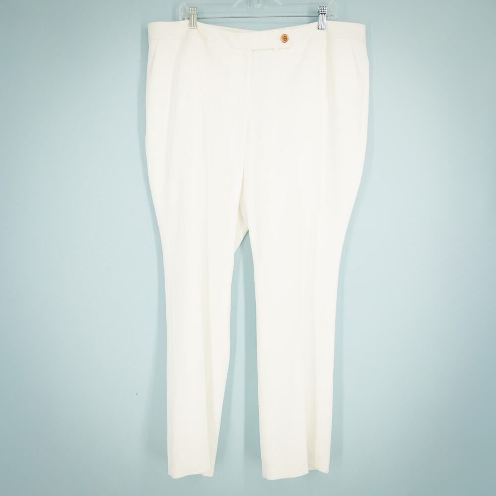 Talbots Plus Size 18W Signature White Lined Flat Front Straight Leg Dress Pants